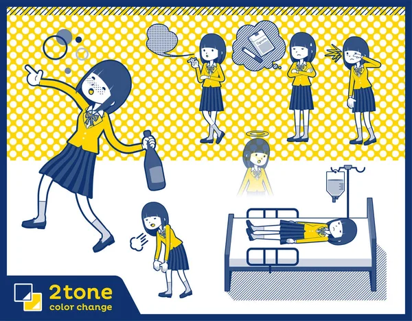 Κορίτσι σχολείο τύπου 2tone Blazer_set 10 — Διανυσματικό Αρχείο
