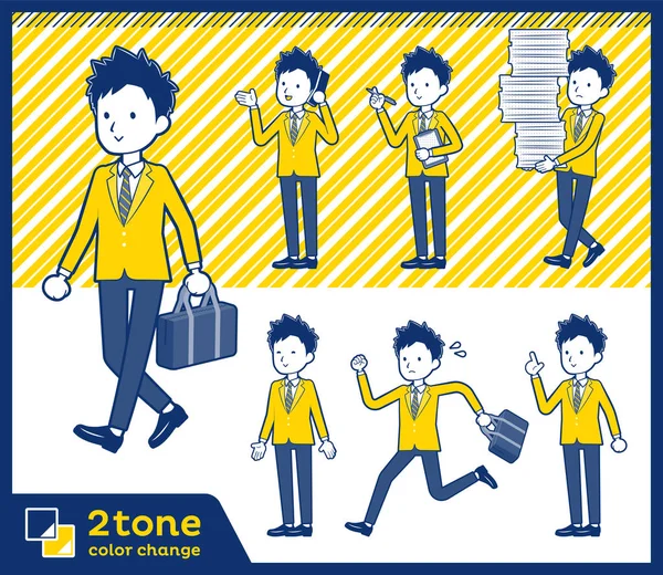 2tone 型学校男生棕 Blazer_set 02 — 图库矢量图片