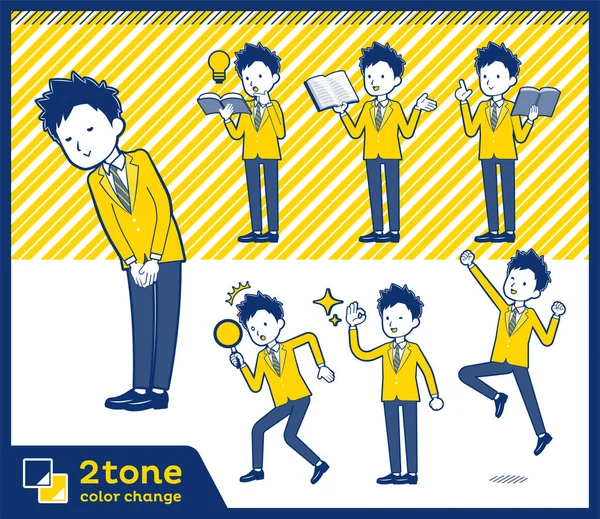 2tone 型学校男生棕 Blazer_set 05 — 图库矢量图片