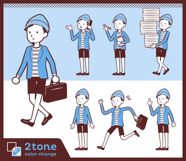 2tone 型夹克短裤 men_set 02 — 图库矢量图片