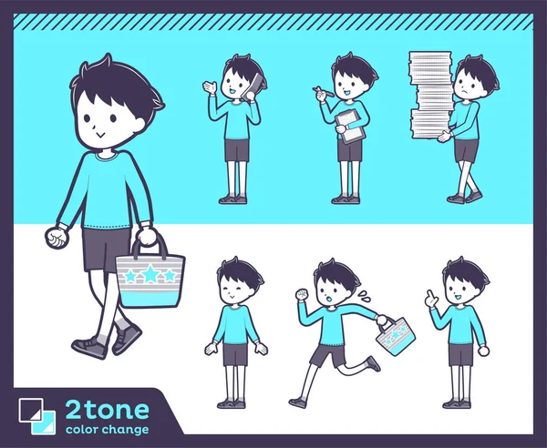 2tone 型蓝色服装 boy_set 02 — 图库矢量图片