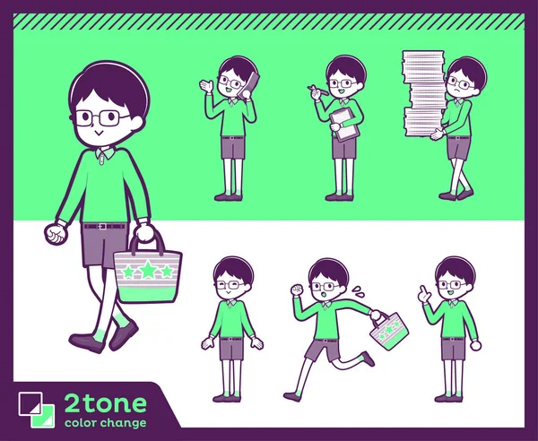 2tone 型绿色服装眼镜 boy_set 02 — 图库矢量图片
