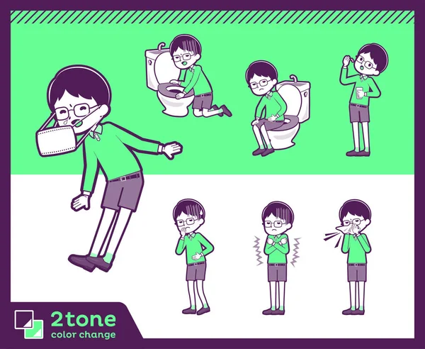 2tone τύπος πράσινα ρούχα γυαλιά boy_set 09 — Διανυσματικό Αρχείο