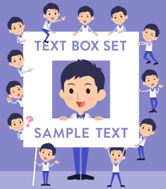 Mağaza personeli mavi üniforma men_text kutusu