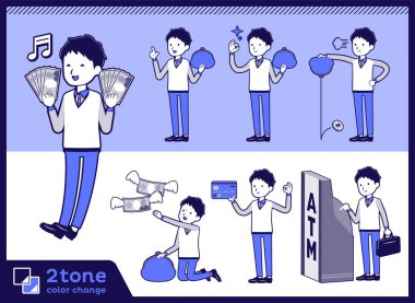 2tone türü mağaza personeli mavi üniforma men_set 11