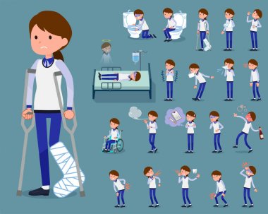 düz tip mağaza personeli tek tip women_sickness mavi