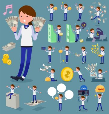 düz tip mağaza personeli tek tip women_money mavi