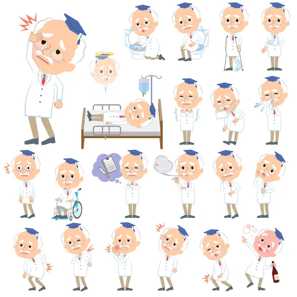 Investigación Doctor old men _ sickness — Vector de stock