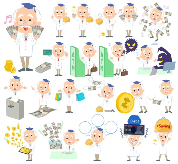 Investigación Doctor old men _ money — Vector de stock