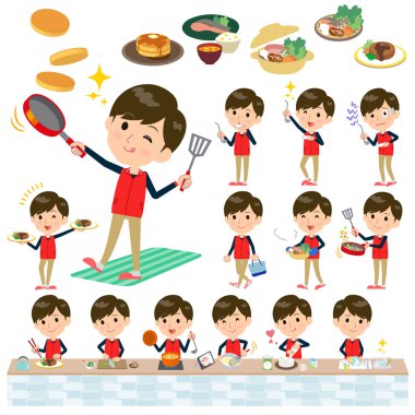 Mağaza personeli kırmızı üniforma men_cooking