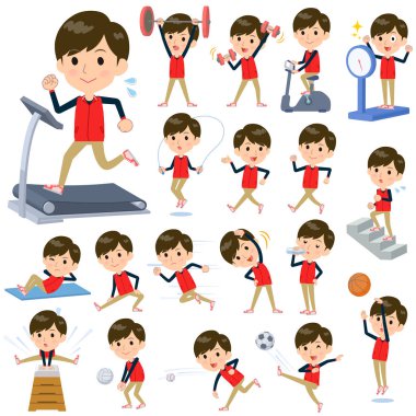 Personel kırmızı üniforma men_Sports ve egzersiz depolamak