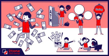 2tone türü mağaza personeli kırmızı üniforma men_set 12