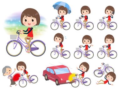 Personel kırmızı üniforma women_city Bisiklet depolamak