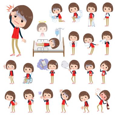 Mağaza personeli kırmızı üniforma women_sickness