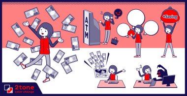 2tone türü mağaza personeli kırmızı üniforma women_set 12