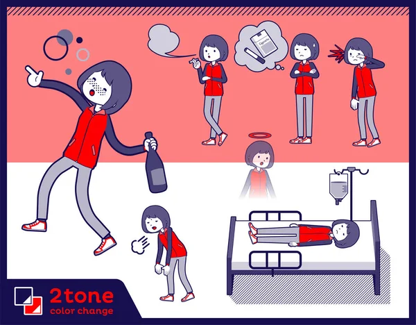 2tone Τύπος κατάστημα προσωπικό κόκκινη στολή women_set 10 — Διανυσματικό Αρχείο