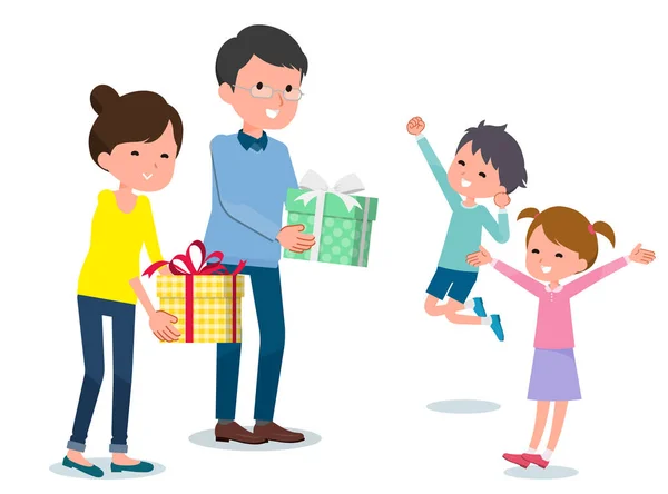 Regalo para los seres queridos _ padres dan a los niños — Vector de stock