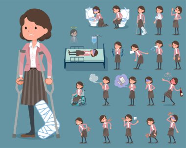 flat type Pink jacket Middle women_sickness clipart