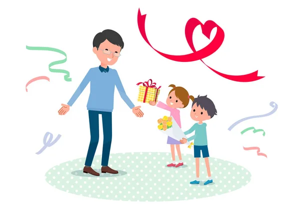 Regalo para los seres queridos _ Los niños dan al padre2 — Vector de stock