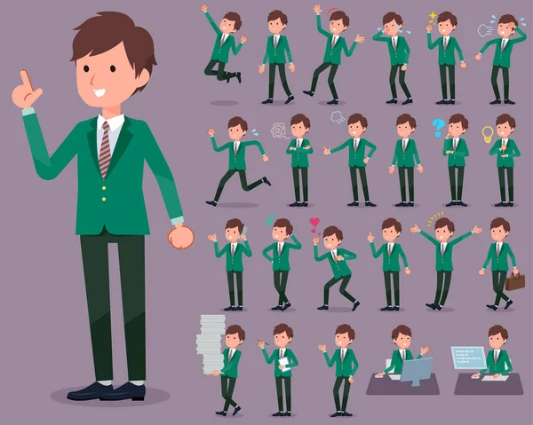 Flat type school boy Green Blazer _ 1 — стоковый вектор