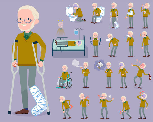 flat type Yellow Ocher knit old man White _ sickness
