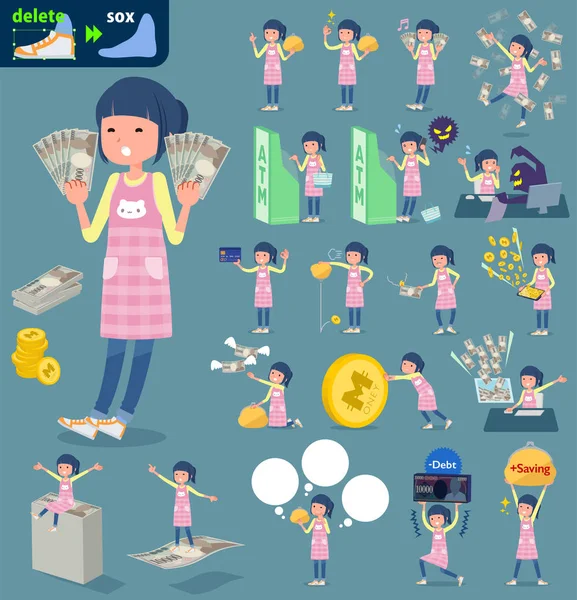 Tipo chato Childminder women _ money —  Vetores de Stock