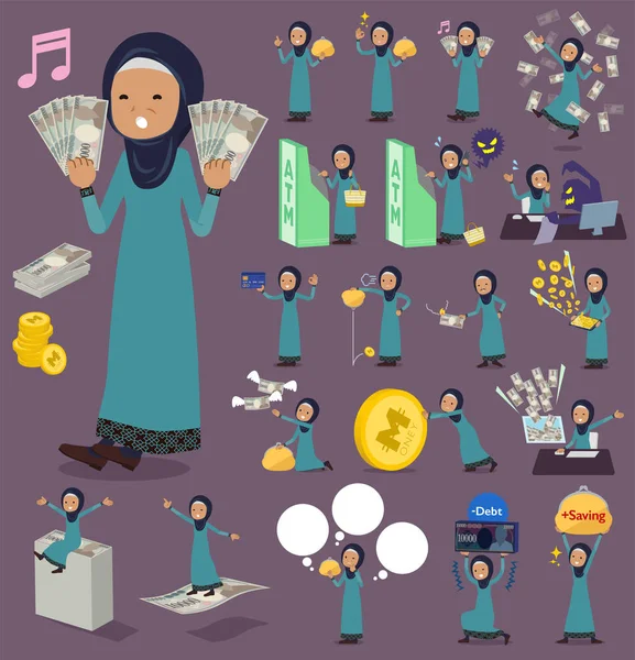 Επίπεδη τύπου Αραβικά παλιά women_money — Διανυσματικό Αρχείο