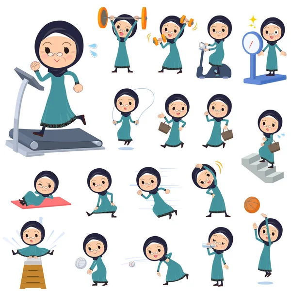 Arab old women _ Deportes y ejercicio — Vector de stock