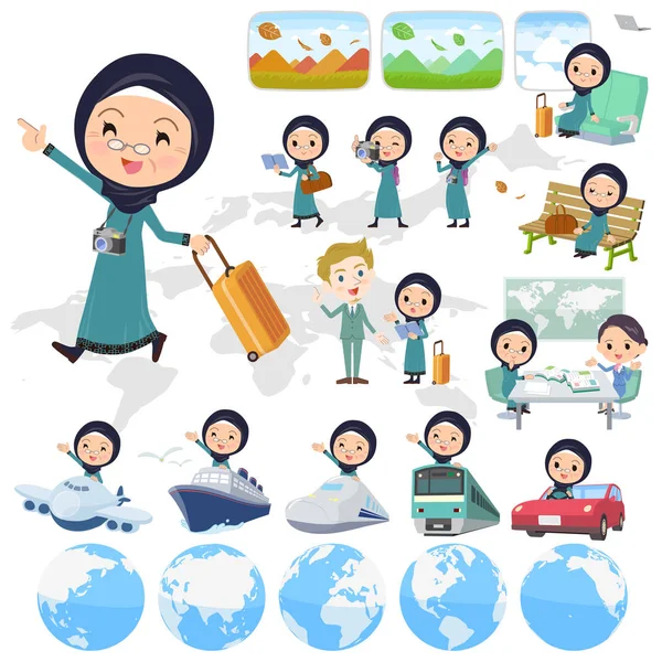 Mujeres árabes de edad _ viajes — Vector de stock