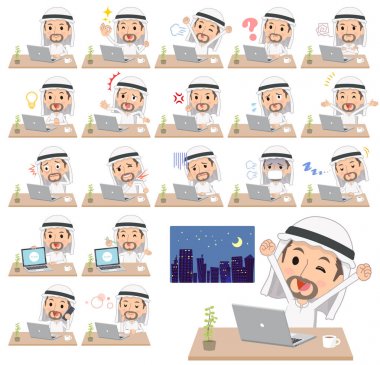 Arap Kandura giyen men_desk çalışma