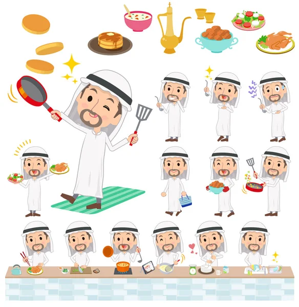 Φορώντας men_cooking Αραβικά Kandura — Διανυσματικό Αρχείο