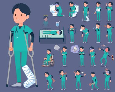 düz tip Cerrahi operasyon yeşil giymek men_sickness