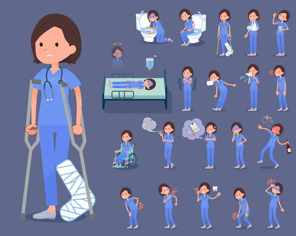 flat type surgical operation blue wear women _ sickness
