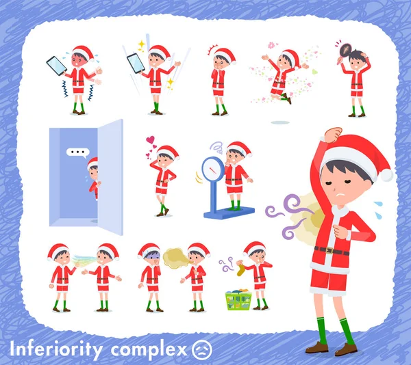 扁平型男孩圣诞老人建筑群 — 图库矢量图片