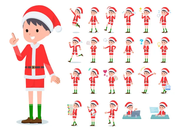 扁平型男孩圣诞老人的情感 — 图库矢量图片