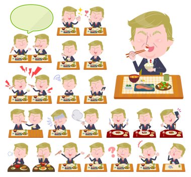 Yüzü yok Sarışın takım elbiseli adam _ Yemek