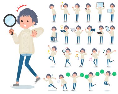 düz beyaz kablo örgü kadın _ Eylem