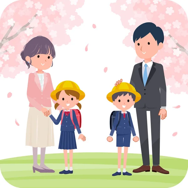 Spring event_cherry blossoms family — 图库矢量图片