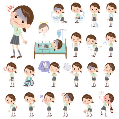 Bir grup kısa kollu, yaralı ve hasta kız. Bağımlılığı ve ölümü ifade eden eylemler var. Bu vektör sanatı, bu yüzden düzenlemek kolay.