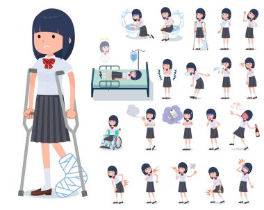 Bir grup kısa kollu, yaralı ve hasta öğrenci. Bağımlılığı ve ölümü ifade eden eylemler var. Bu vektör sanatı, bu yüzden düzenlemek kolay.