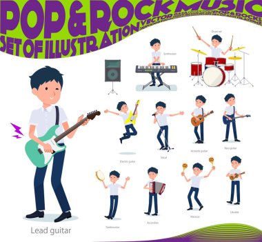 Bir grup kısa kollu öğrenci rock 'n' roll ve pop müzik çalıyorlar. Ukulele ve tef gibi çeşitli enstrümanlar da var. Bu vektör sanatı bu yüzden düzenlemek kolay.