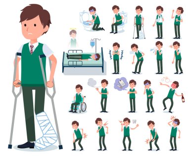 Bir grup kısa kollu yaralı ve hasta öğrenci. Bağımlılığı ve ölümü ifade eden eylemler var. Bu vektör sanatı, bu yüzden düzenlemek kolay.