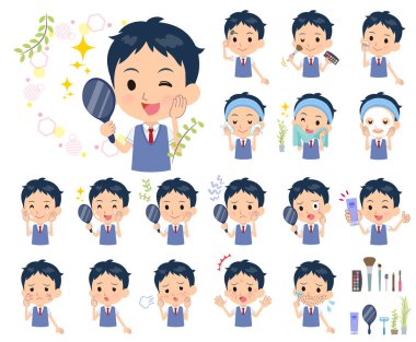 Okullu çocuk güzellik kümesi. Cilt Bakımı ve makyaj gibi çeşitli eylemler vardır. Böylece düzenlemek kolaydır vektör sanat değil