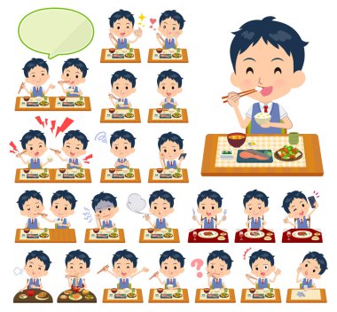Okul çocuk yemek hakkında bir dizi. Japon ve Çin mutfağı, ve benzeri Batı tarzı yemekleri. Böylece düzenlemek kolaydır vektör sanat değil