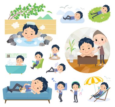 Bir dizi rahatlatıcı hakkında okullu çocuk. Tatil ve stres kabartma gibi eylemler vardır. Böylece düzenlemek kolaydır vektör sanat değil