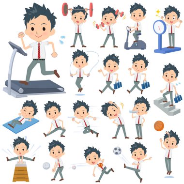 Okullu çocuk egzersiz ve spor kümesi. Sağlıklı vücut taşımak için çeşitli eylemler vardır. Böylece düzenlemek kolaydır vektör sanat değil