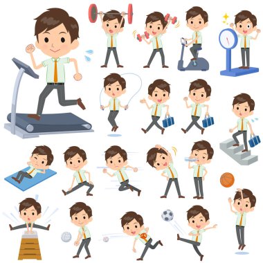 Okullu çocuk egzersiz ve spor kümesi. Sağlıklı vücut taşımak için çeşitli eylemler vardır. Böylece düzenlemek kolaydır vektör sanat değil