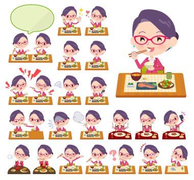 Kadınlar yemek hakkında bir dizi. Japon ve Çin mutfağı, ve benzeri Batı tarzı yemekleri. Böylece düzenlemek kolaydır vektör sanat değil.