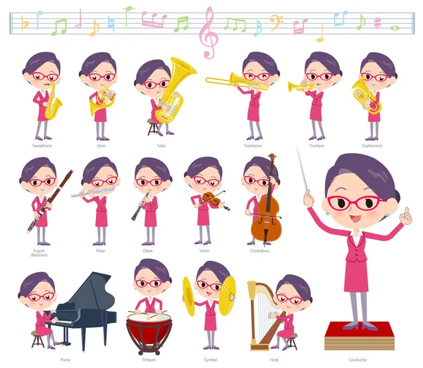 Een Aantal Vrouwen Klassieke Muziek Optredens Zijn Acties Spelen Diverse — Stockvector