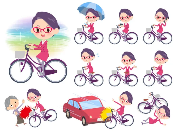 Eine Reihe Von Frauen Die Auf Einem Stadtrad Fahren Gibt — Stockvektor